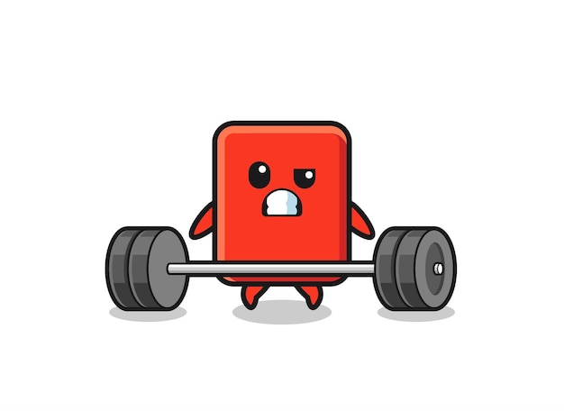 Cartoon of red card lifting a barbell