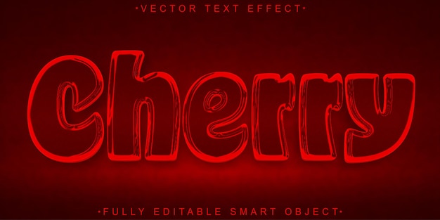 Vector cartoon red cherry vector fully editable smart object text effect