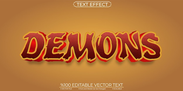 Cartoon red demons bewerkbaar en schaalbaar vectorteksteffect