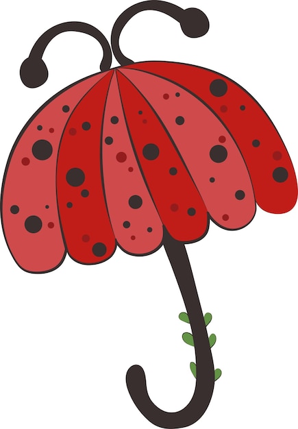 Cartoon red dot open umbrella element