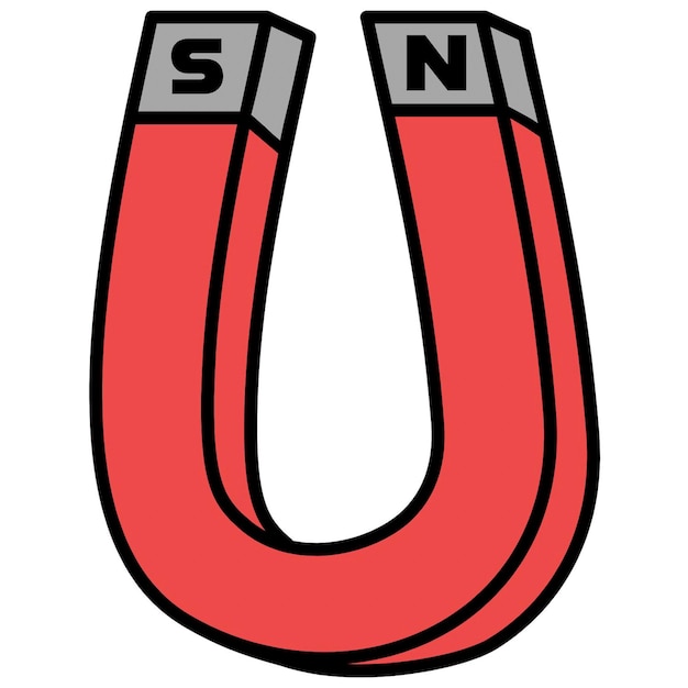 a cartoon of a red magnet with the letter sn on it