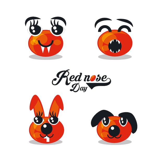 Cartoon Red noses icon set 