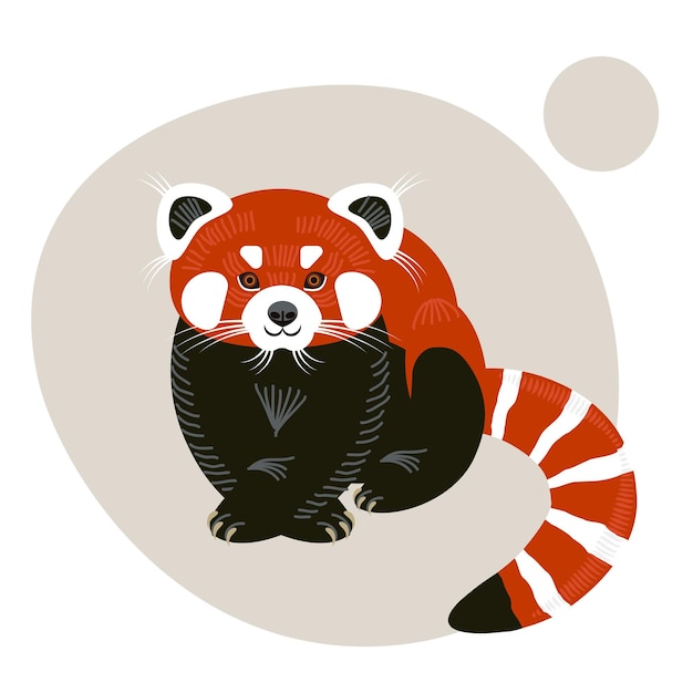 Vector cartoon red panda is sitting