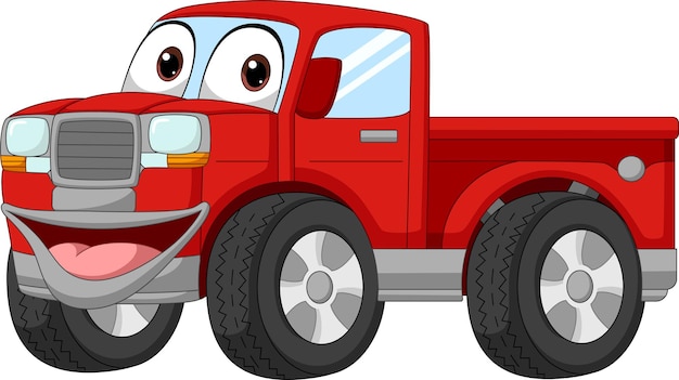 Vector cartoon red pickup truck mascot