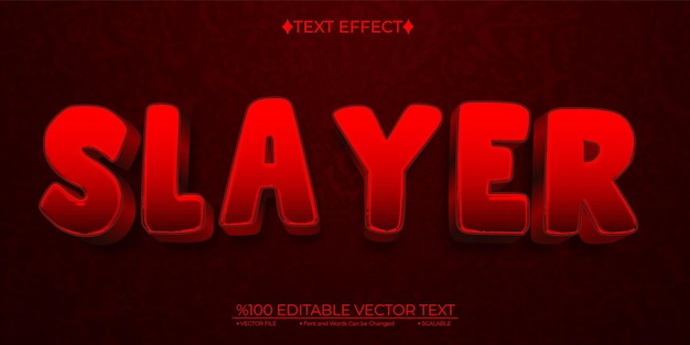 Vettore cartoon red slayer editable vector 3d text effect