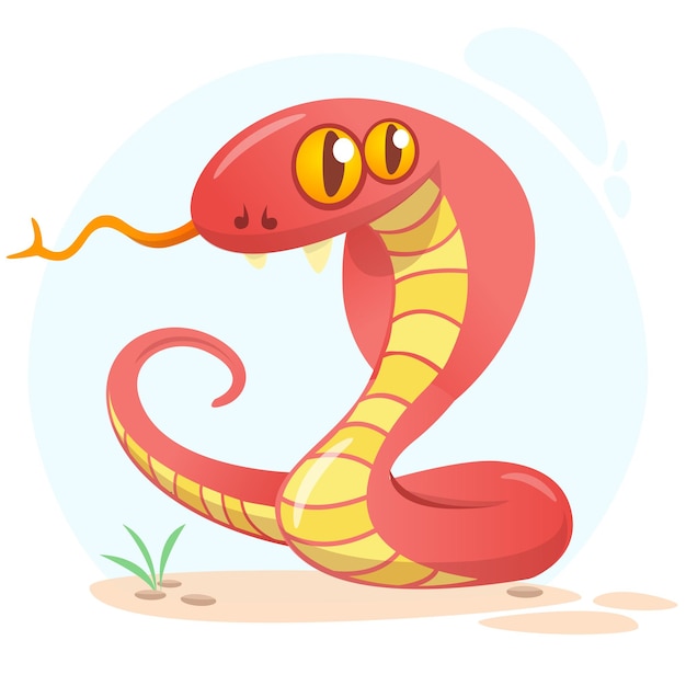 Cartoon red snake vector illustration isolated