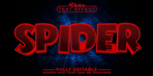 Cartoon Red Spider Vector Editable Text Effect Template