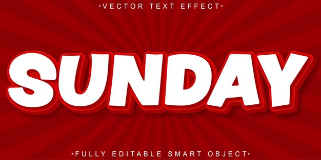 Cartoon Red Sunday Vector Volledig bewerkbaar Smart Object Text Effect