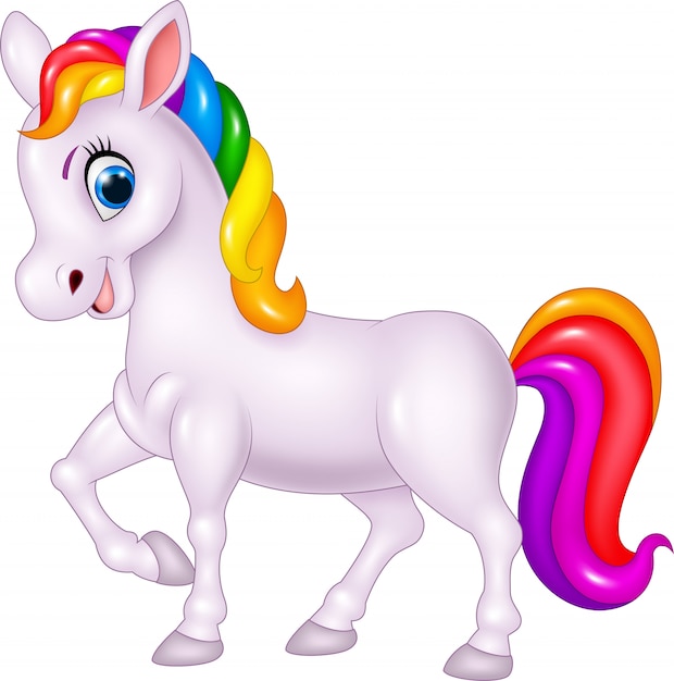 Cartoon regenboog paard geïsoleerd op wit