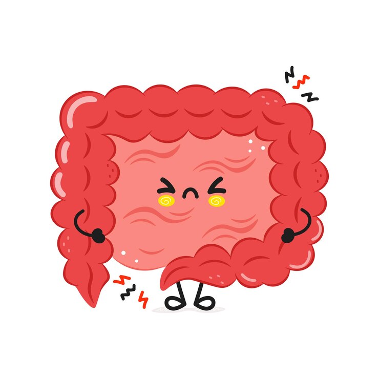 Vector cartoon representation of an upset intestine