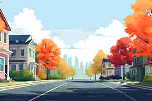 Vector cartoon residential background