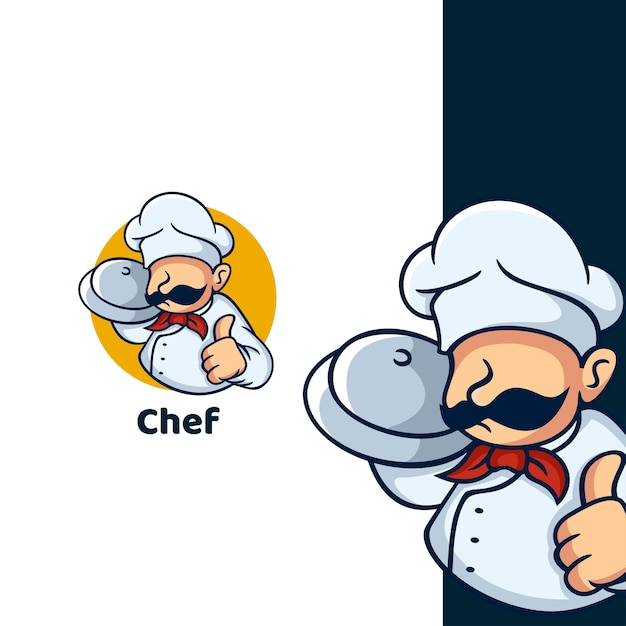 Vector cartoon retro chef logo