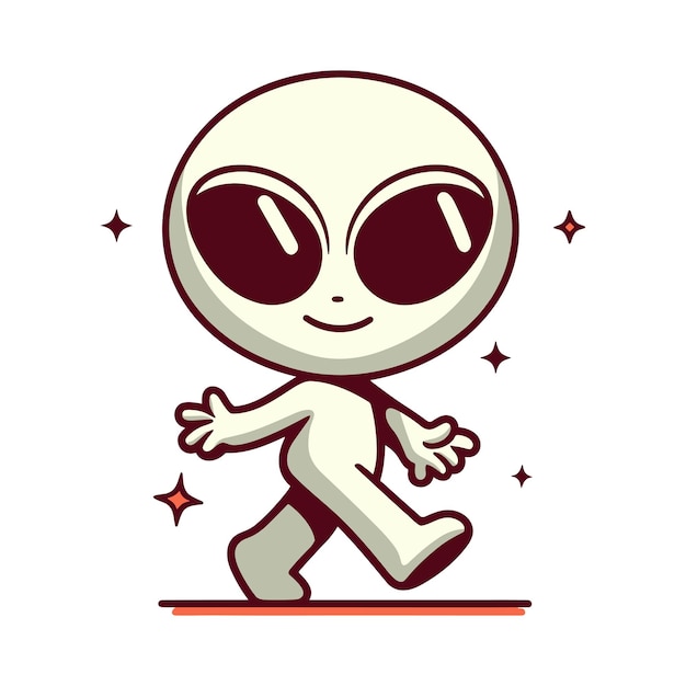 Cartoon retro groovy 70s alien mascot character in trendy vintage style UFO kidnapping grunge poster Flat vector illustration EPS 10