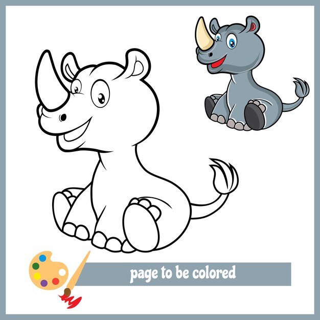 Cartoon rhino coloring pictures 4