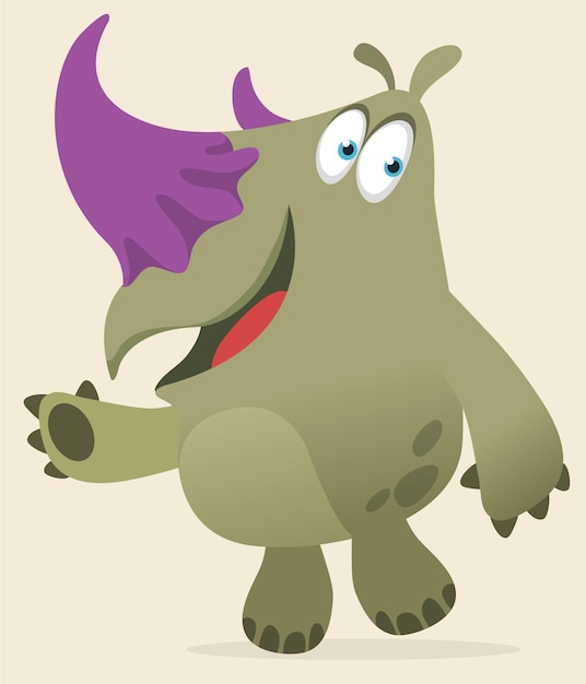 Cartoon rhino vector illustration of funny rhinoceros