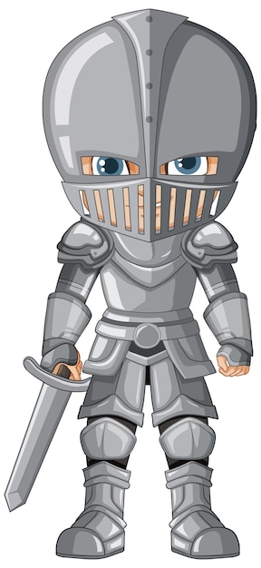 Vector cartoon ridder jongen met zwaard en schild