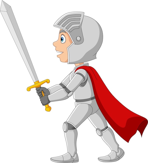 Cartoon ridder met een zwaard