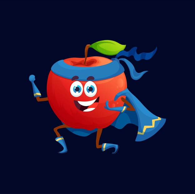 Cartoon rijp rood superheld karakter vector fruit