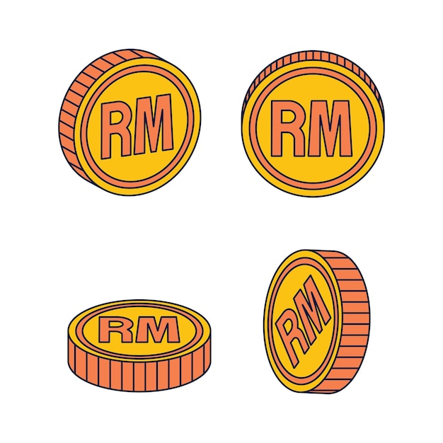 Cartoon Ringgit Coin Vector Collection