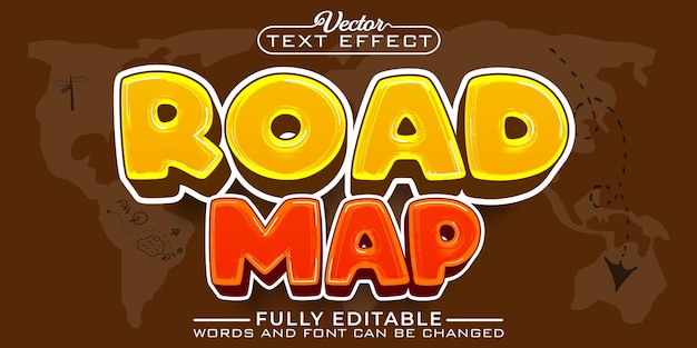 Vector cartoon road map vector editable text effect template