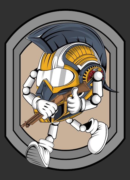 Vettore illustrazione del design della maglietta della testa del robot del fumetto