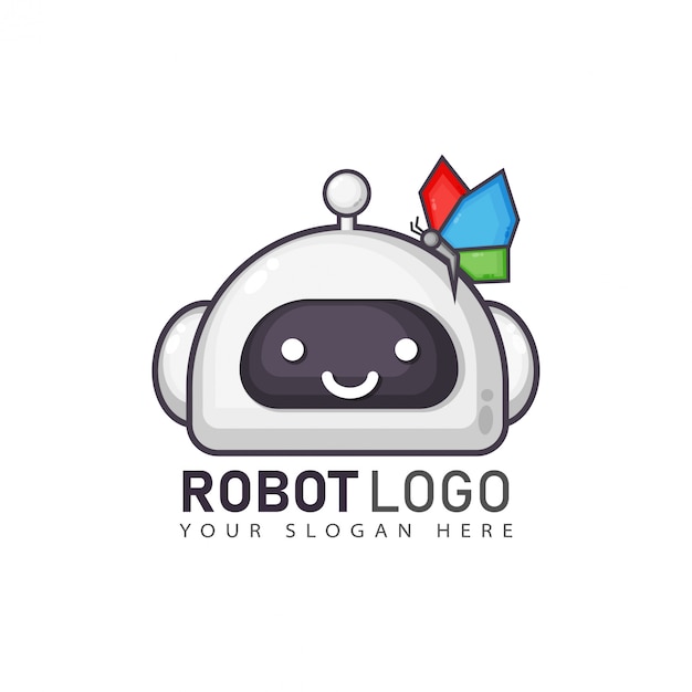 Cartoon robot logo ontwerp