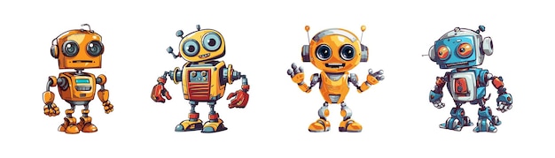 Cartoon robot set vectorillustratie