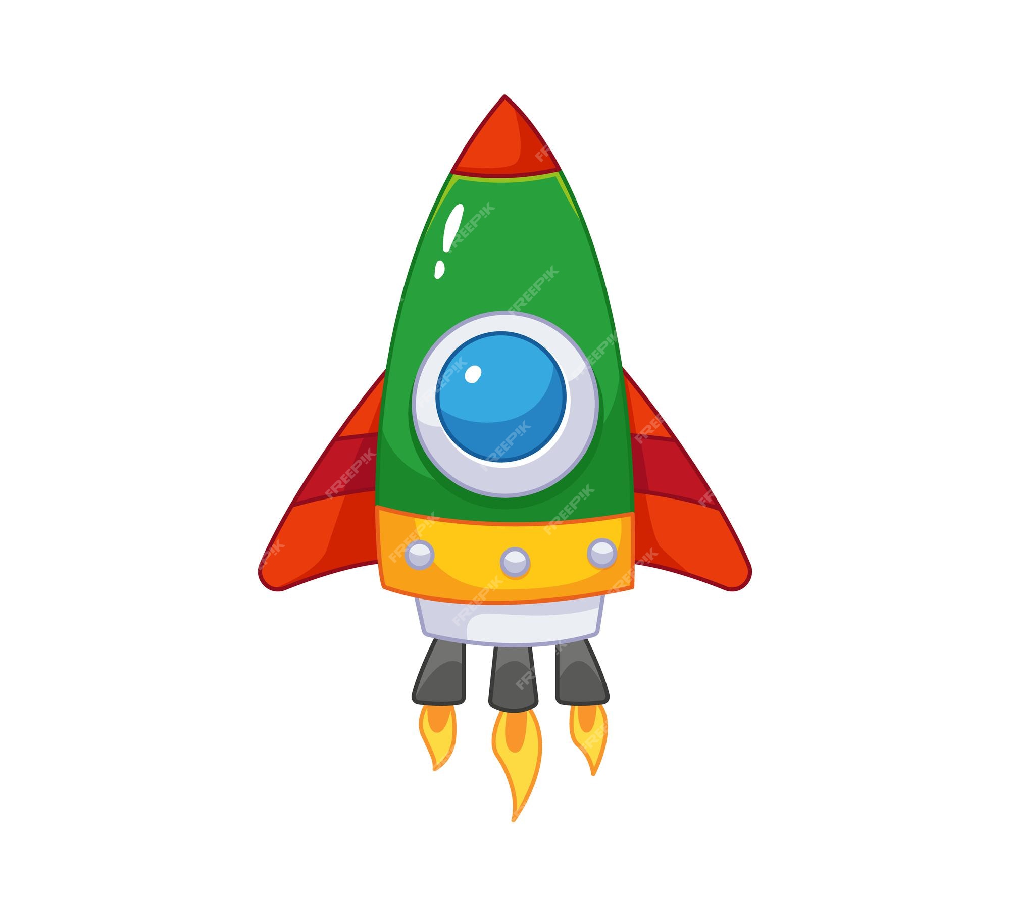 Premium Vector | Cartoon rocket in cute style for kids vector colorful art  with outline space transport drawing