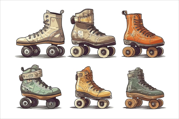 Cartoon roller skates Isolated on background Cartoon vector illustration