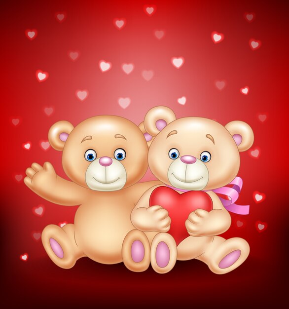 Vector cartoon romantic couple of teddy bears