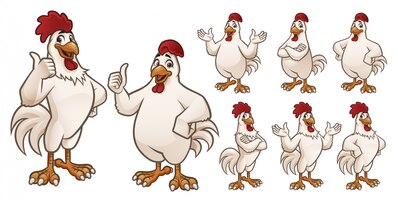 Cartoon rooster and chicken collection