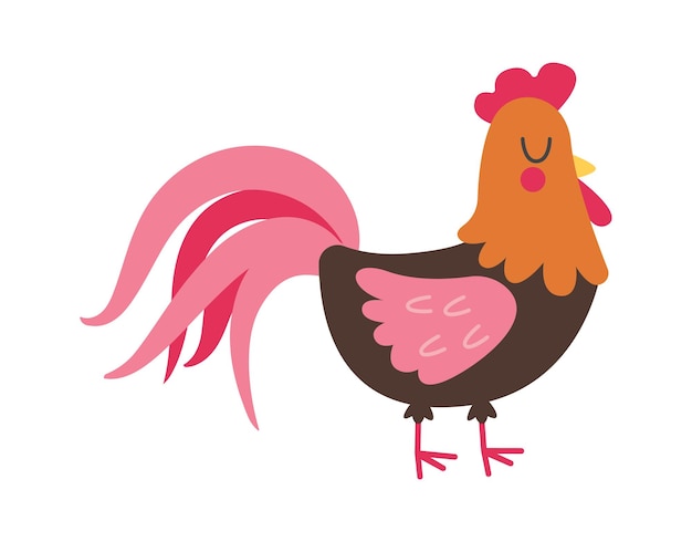 Cartoon rooster farm bird Vector illustration