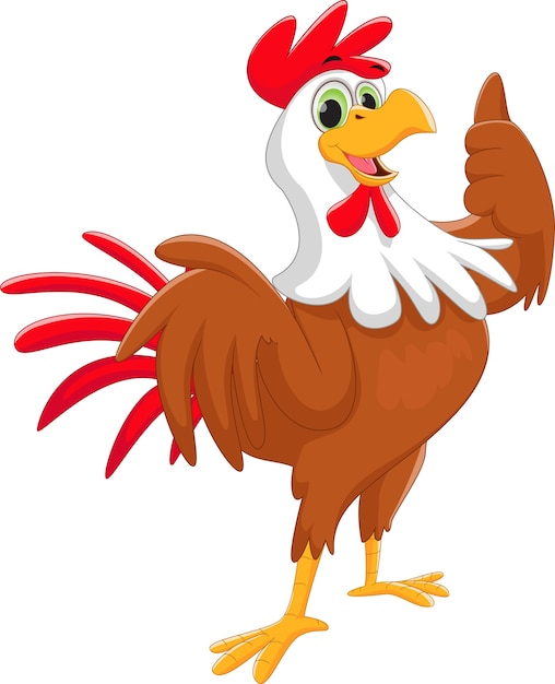 Cartoon rooster give thumb up