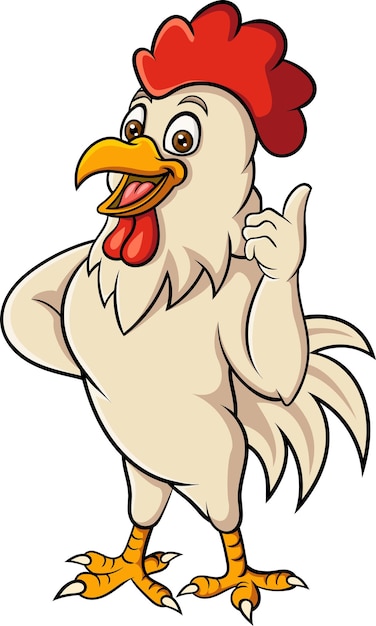 Cartoon rooster mascot giving thumb up