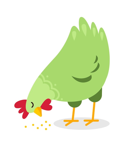 Cartoon rooster pecking grain vector illustration