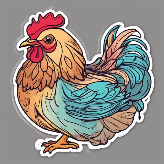 Vector a cartoon of a rooster with a red head