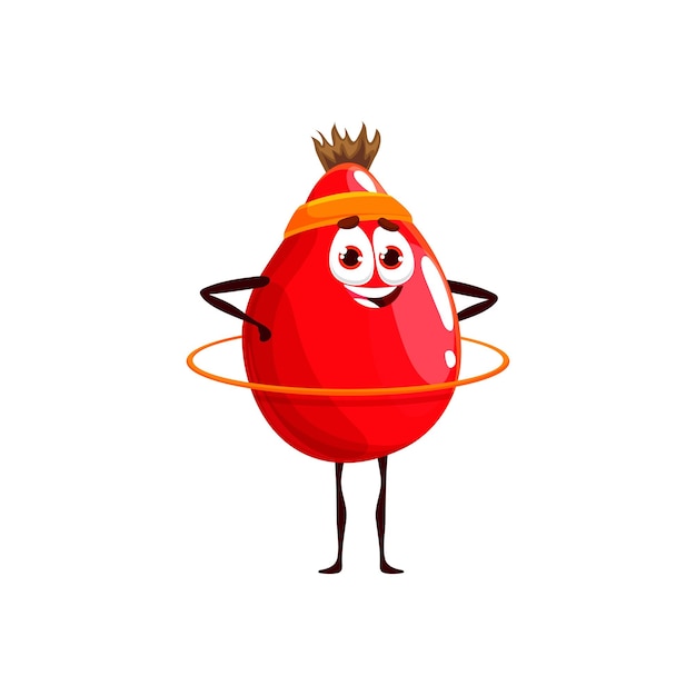 Cartoon rosehip character with hoop funny berry