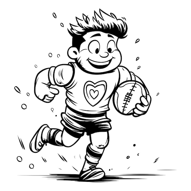 Cartoon rugby player with ball Vector illustration ready for vinyl cutting