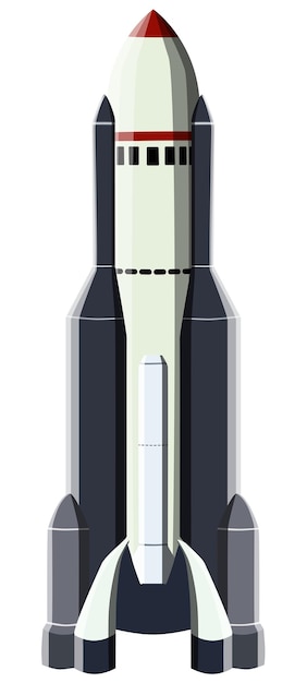 Cartoon ruimteschip met langwerpige romp geïsoleerd op wit Design element