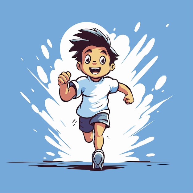 Disegno animato di un ragazzo in corsa illustrazione vettoriale di un ragazzo che corre isolato su sfondo bianco