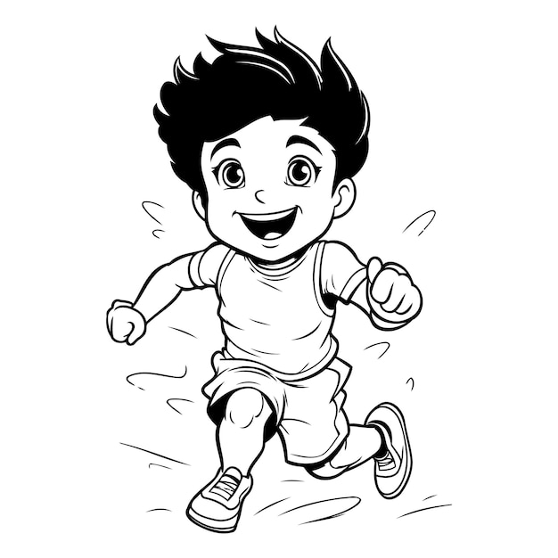 Cartoon running boy Vector illustration of a little boy running