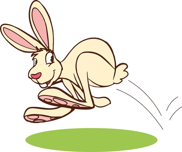 Cartoon running rabbit isolated on white background