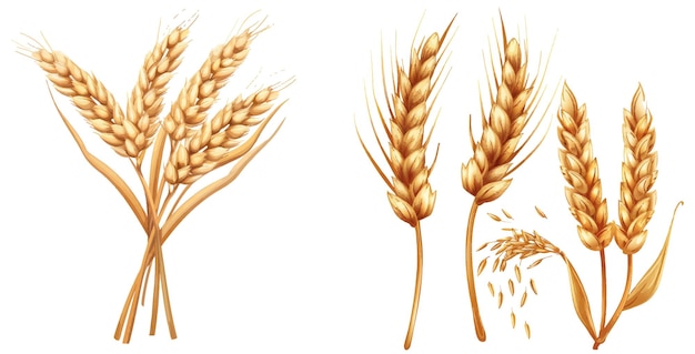 Vettore cartoon rye spikelet spikelets grain cereals whole barley ears wheat bouquet oat plants