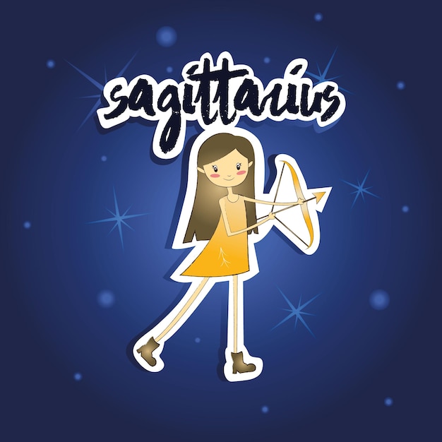 Vector cartoon sagittarius girl