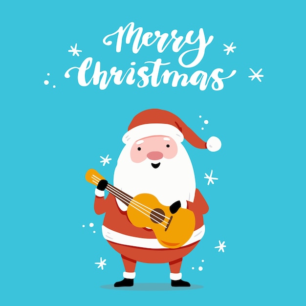 cartoon Santa Claus character and lettering qoute