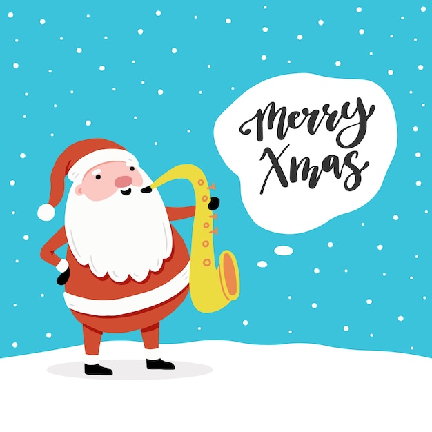 Cartoon santa claus character and lettering qoute