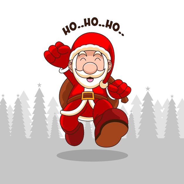 Cartoon santa claus illustraties geïsoleerd op wit. grappig gelukkig kerstman-personage met cadeau