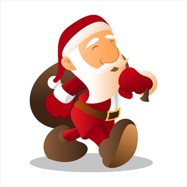 Vector cartoon santa claus illustrations isolated on white. funny happy santa claus character with gift