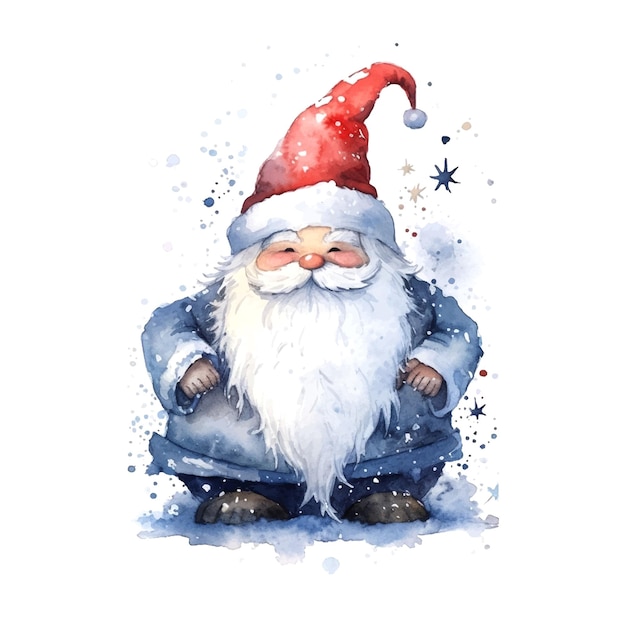 Cartoon santa claus watercolor for celebration design christmas postcard new year symbol