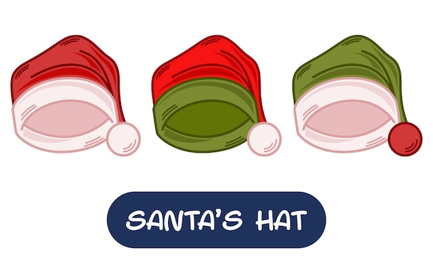 Cartoon Santa Hat Illustration Set of Variation Colors EPS 10 Vector